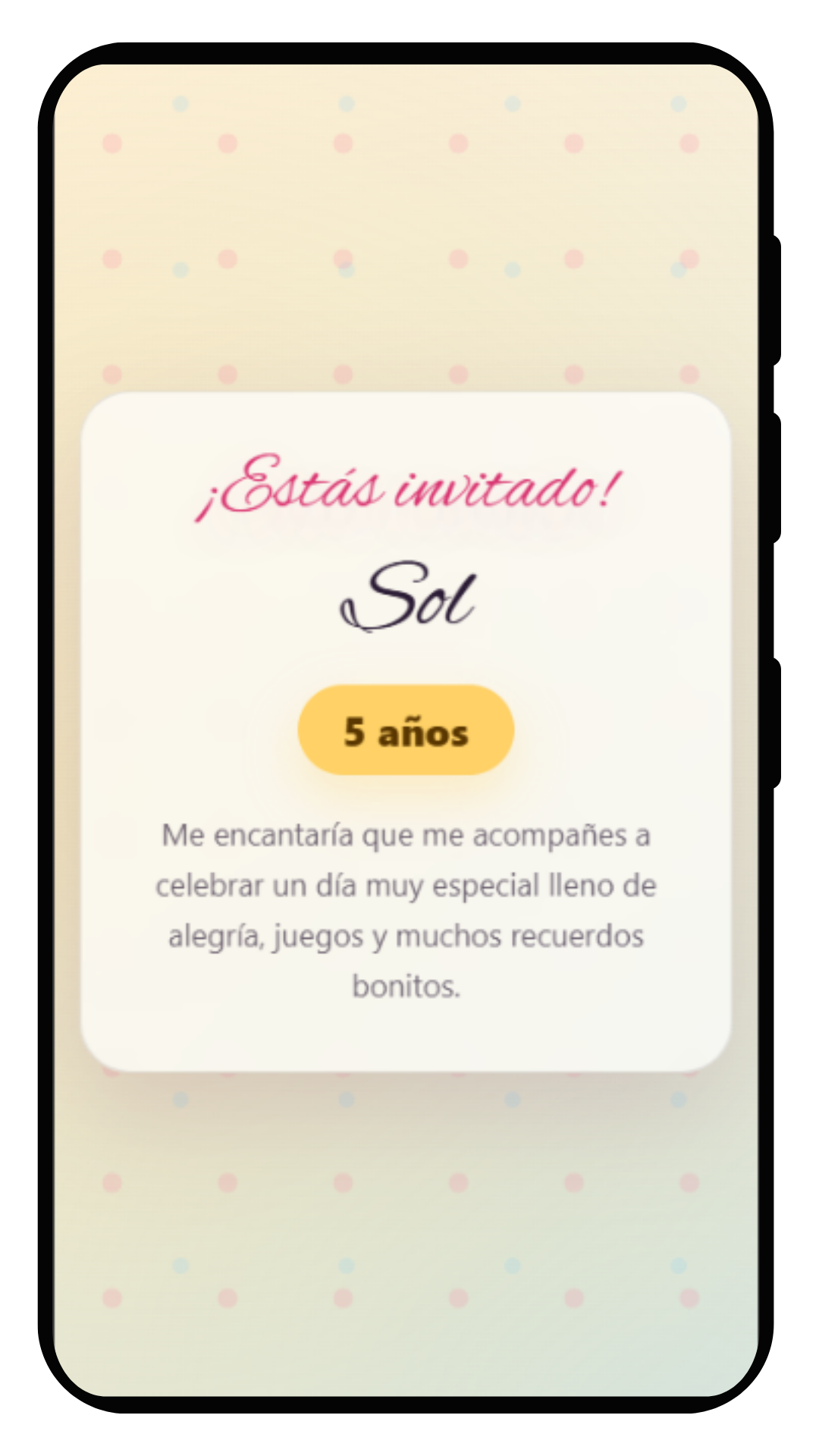 Invitación digital de cumpleaños, modelo Dulce Clásico