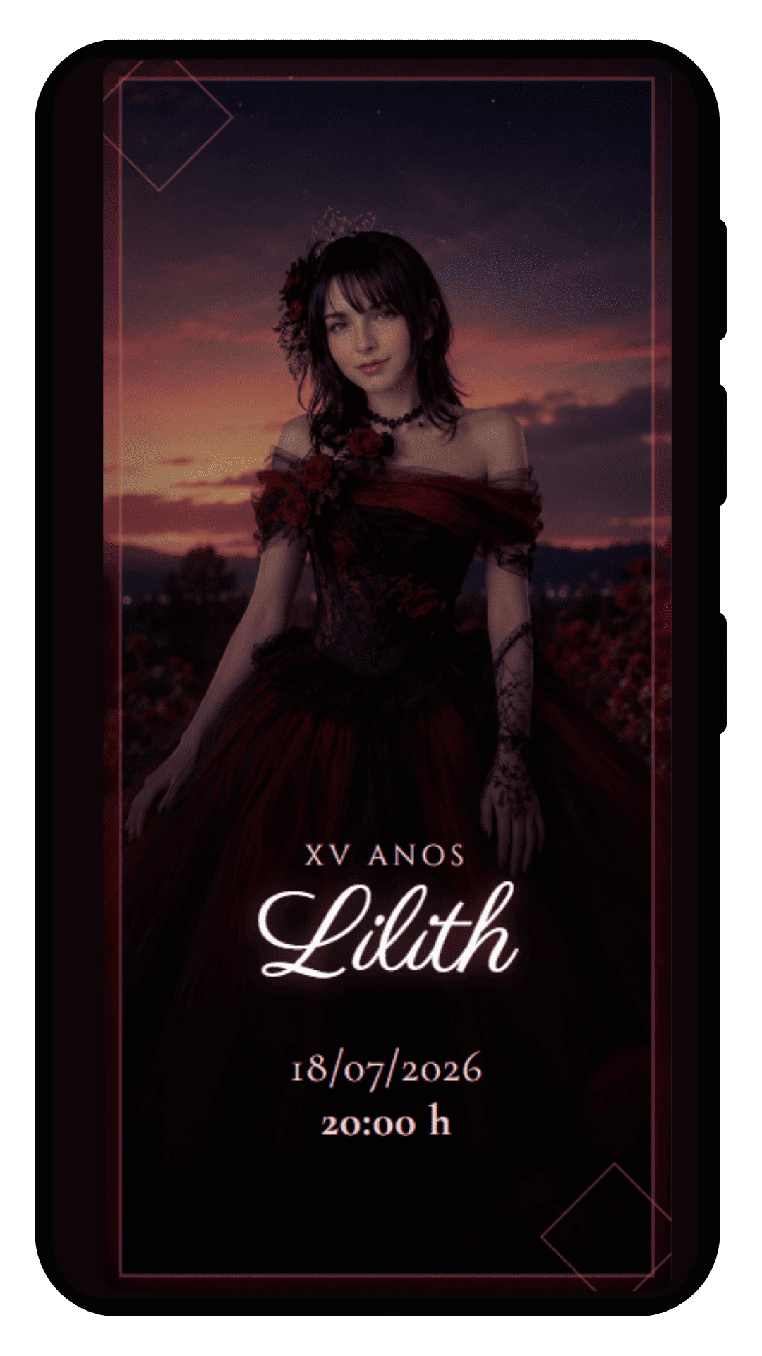 Invitación digital de XV años, modelo Lilith